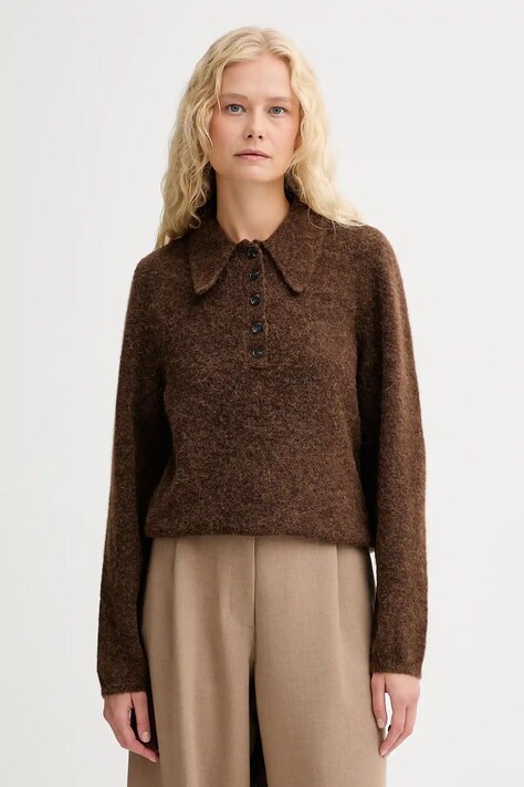 Вовняний светр Gestuz колір коричневий  10910589
