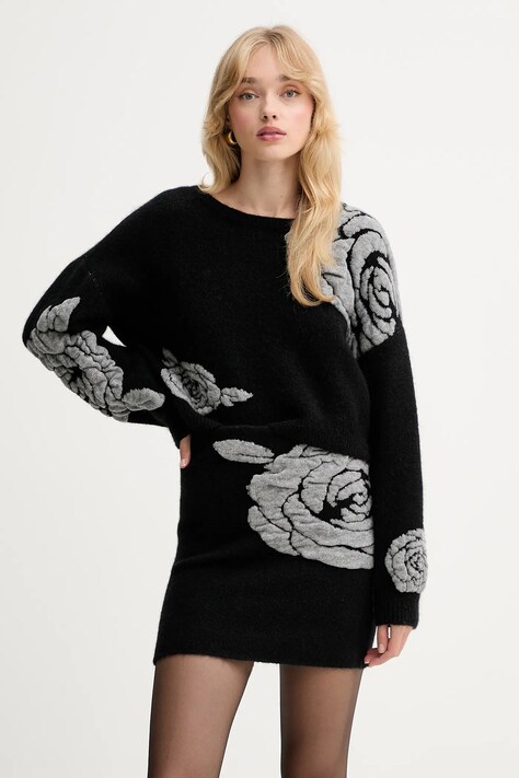 Gestuz sweter z domieszką wełny damski kolor czarny ciepły 10910594