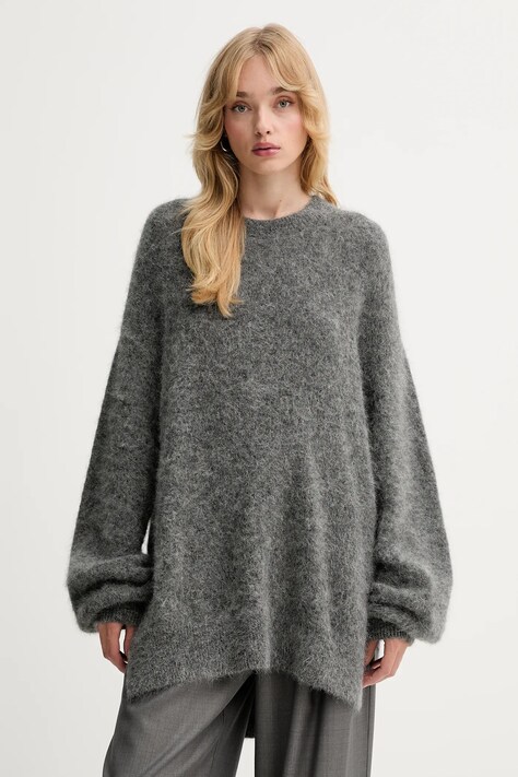 Gestuz sweter wełniany damski kolor szary ciepły 10910659
