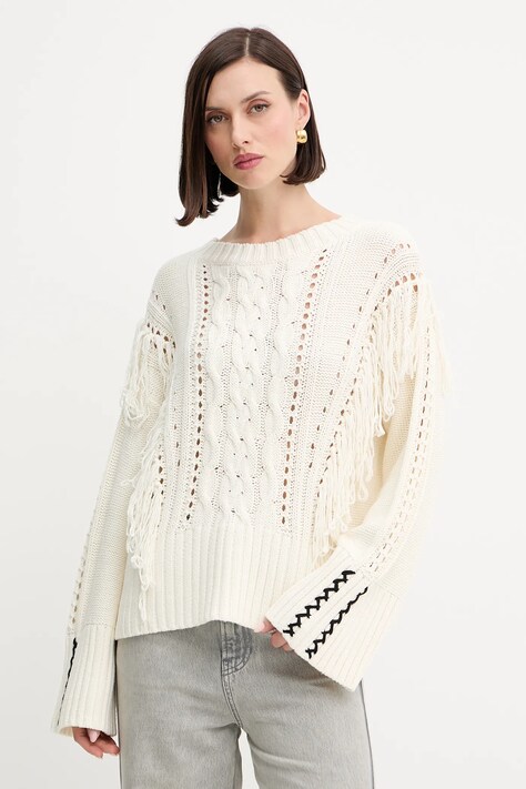 BOSS Orange sweter damski kolor beżowy ciepły 50543949
