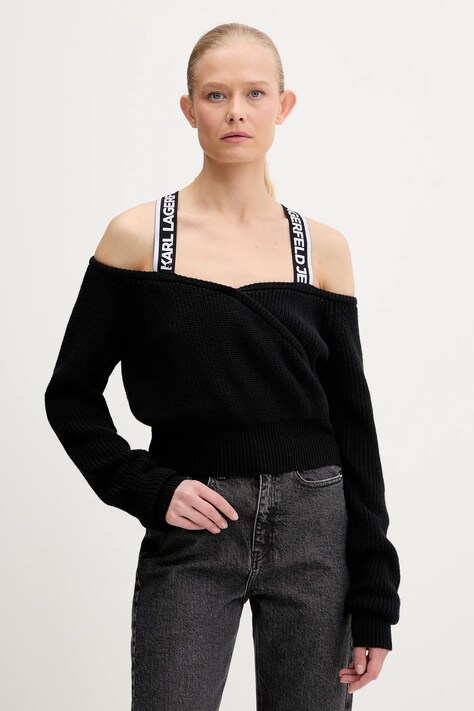 Karl Lagerfeld Jeans pulover din amestec de lână culoarea negru, călduros, A3W18009