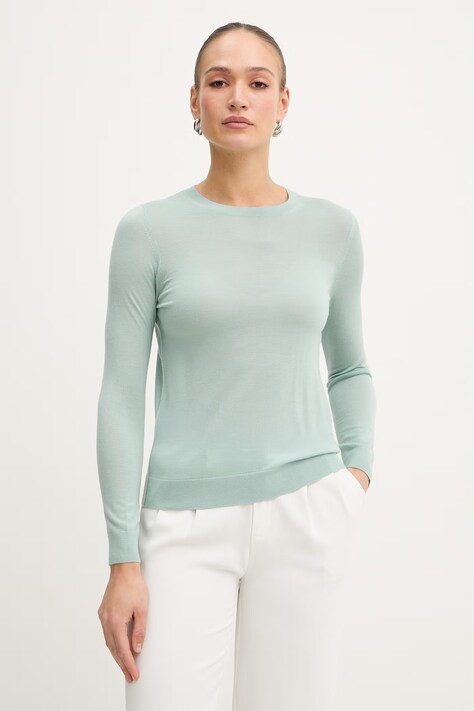 BOSS sweter wełniany Ferpina damski kolor zielony lekki 50544987