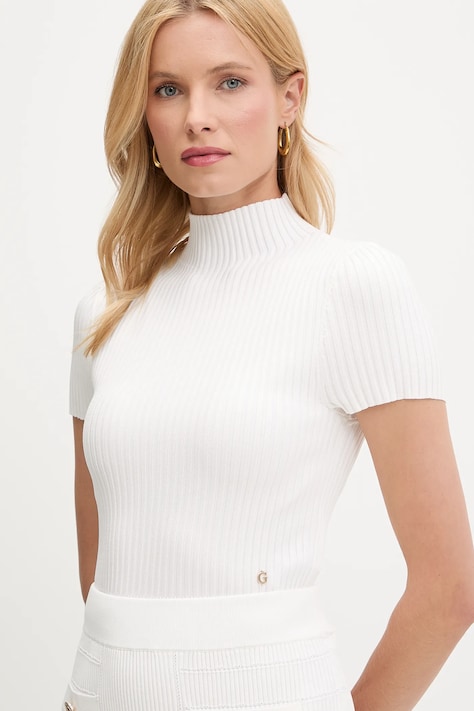 Guess pulover JAYLA culoarea alb, cu turtleneck, W5YR04 Z0040