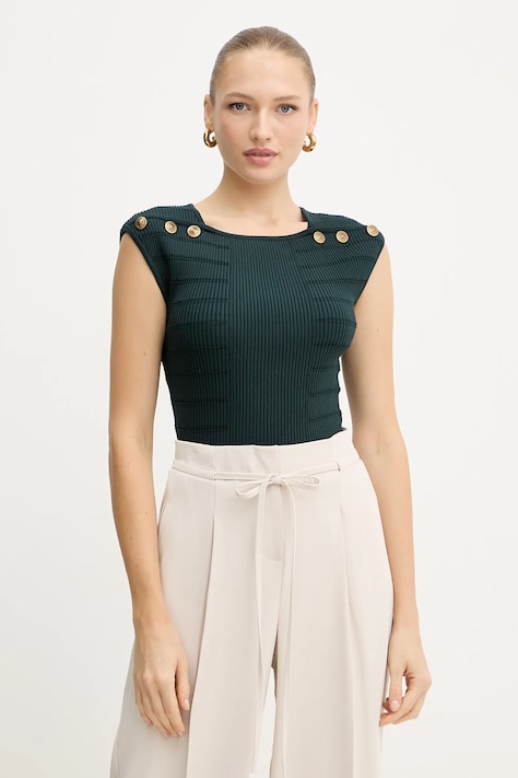 Top Guess EVANGELINE zelená farba, jednofarebný, W5YR12 Z0130