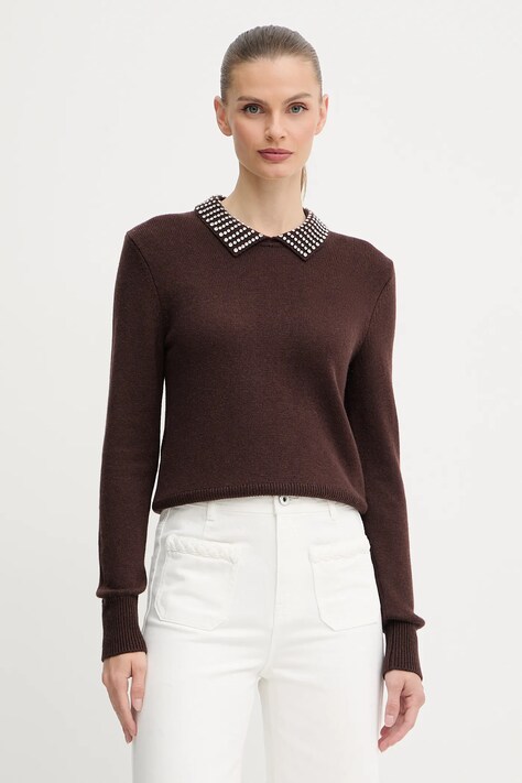 Pinko pulover din amestec de lână culoarea maro, 105530 A2S4