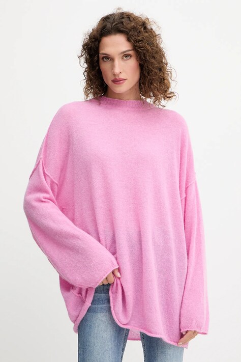 Pinko sweter wełniany damski kolor fioletowy lekki 105749 A2UN