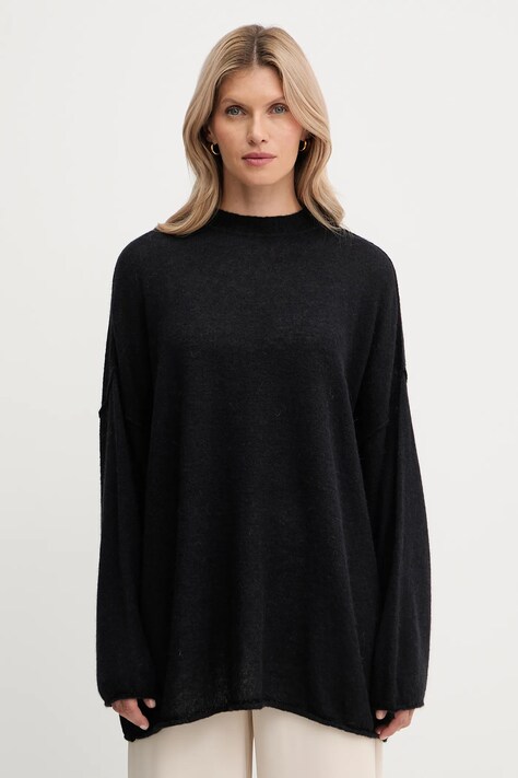 Pinko sweter wełniany damski kolor czarny lekki 105749 A2UN