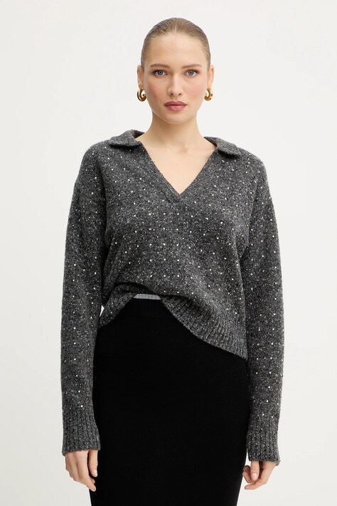 Pinko sweter z dodatkiem wełny kolor szary 105684 A2U4