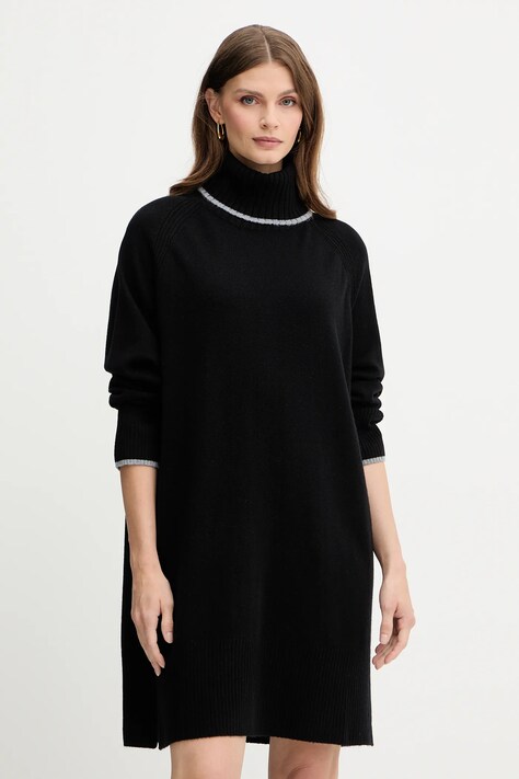 Pinko sukienka wełniana kolor czarny mini oversize 105449 A2Q9