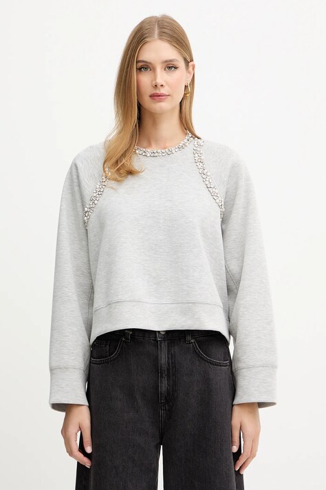 Pinko felpa donna colore grigio con applicazione 105717 A2TL