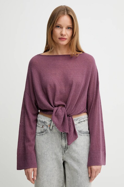 United Colors of Benetton sweter z wełną damski kolor fioletowy lekki 109PD10E1