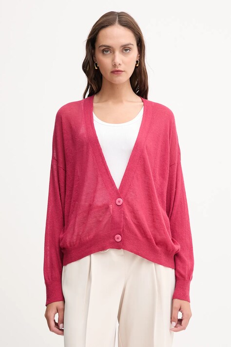 United Colors of Benetton kardigan z wełną damski kolor różowy lekki 109PD6056
