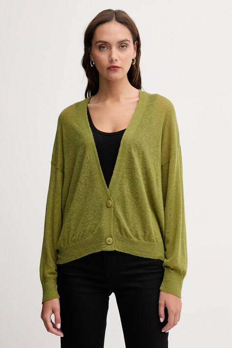 United Colors of Benetton kardigan z wełną damski kolor zielony lekki 109PD6056