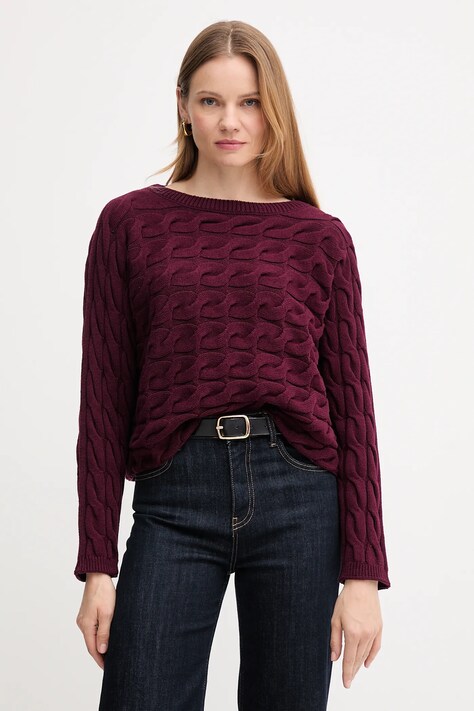 OUI sweter damski kolor bordowy lekki 94609