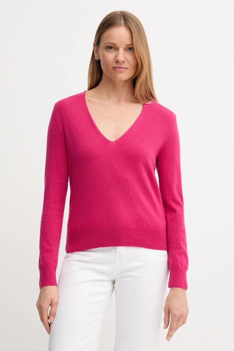 United Colors of Benetton sweter wełniany damski kolor różowy lekki 1002D401Y