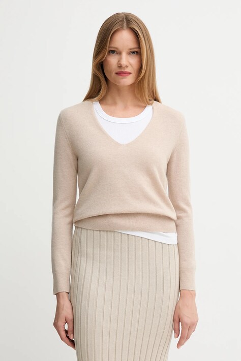 United Colors of Benetton sweter wełniany damski kolor beżowy lekki 1002D401Y