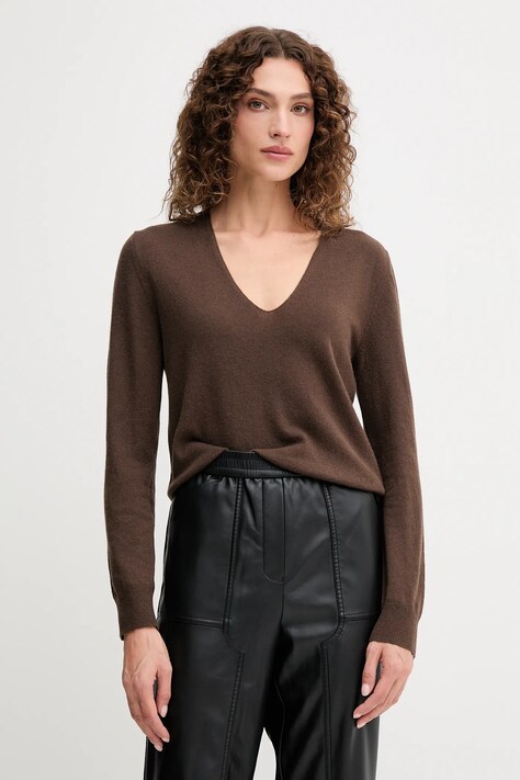 United Colors of Benetton sweter wełniany damski kolor brązowy lekki 1002D401Y