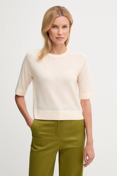 United Colors of Benetton sweter wełniany damskie kolor beżowy lekki 11AHD10E6
