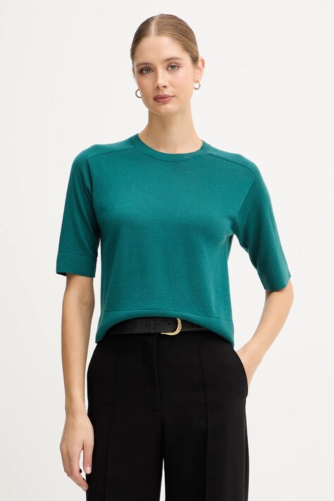 United Colors of Benetton sweter wełniany damskie kolor zielony lekki 11AHD10E6