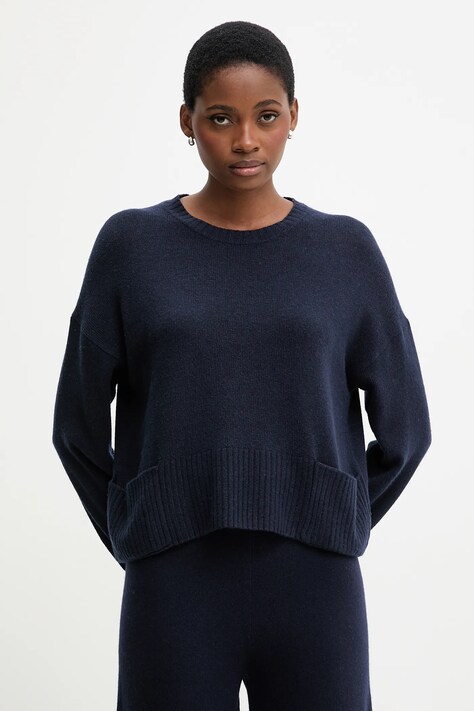 United Colors of Benetton sweter z dodatkiem wełny damski kolor granatowy lekki 126WD10E4