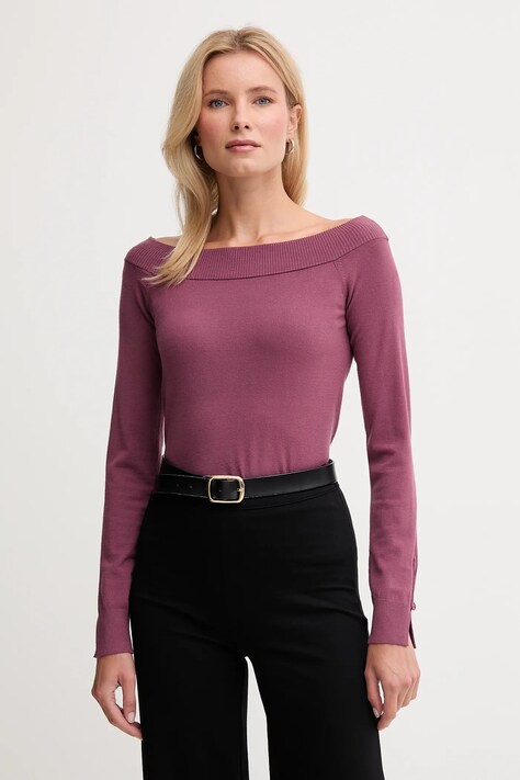 United Colors of Benetton sweter damski kolor fioletowy lekki 1W2AD10E0