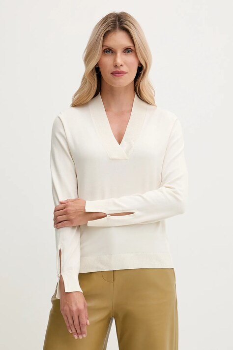 United Colors of Benetton sweter damski kolor beżowy lekki 1W2AD4034
