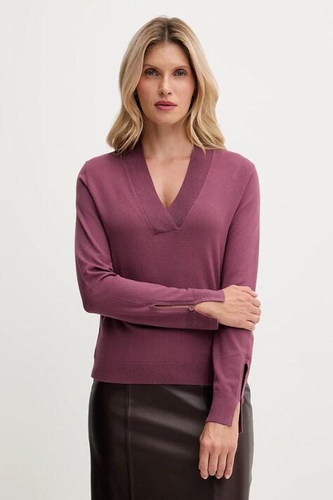United Colors of Benetton sweter damski kolor fioletowy lekki 1W2AD4034
