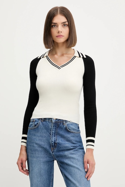 Guess Jeans sweter damski kolor beżowy lekki W5YR54 Z3P32