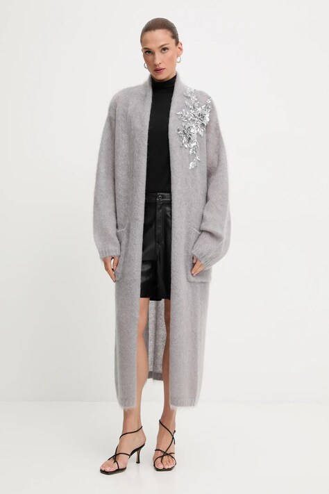 Blugirl Blumarine kardigan z dodatkiem wełny damski kolor szary ciepły RF5080.MS037