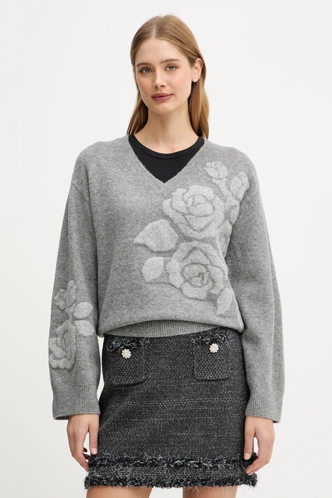 Blugirl Blumarine sweter z domieszką wełny damski kolor szary ciepły RF5155.MA870