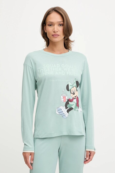 United Colors of Benetton longsleeve piżamowy damska kolor turkusowy 3Y5E3M07Q