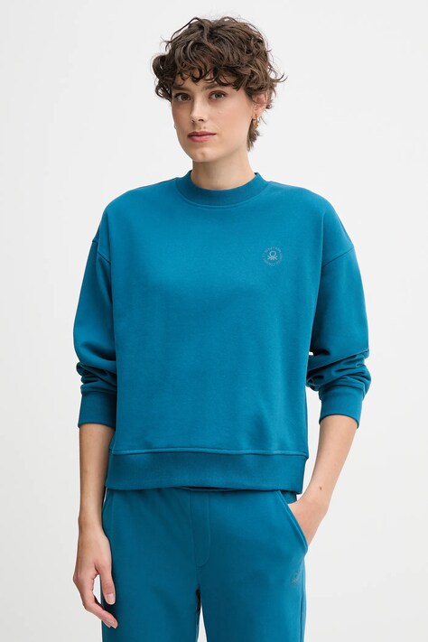 United Colors of Benetton bluza damska kolor turkusowy z nadrukiem 3WNW3M07T