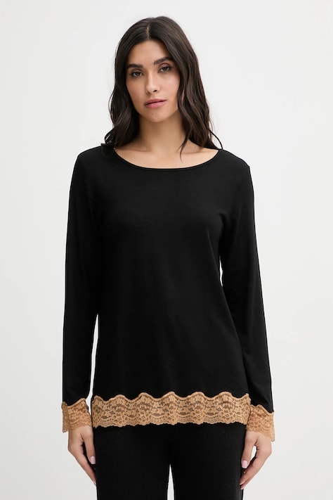 Majica dugih rukava za spavanje United Colors of Benetton boja: bež, 3Z123M07X