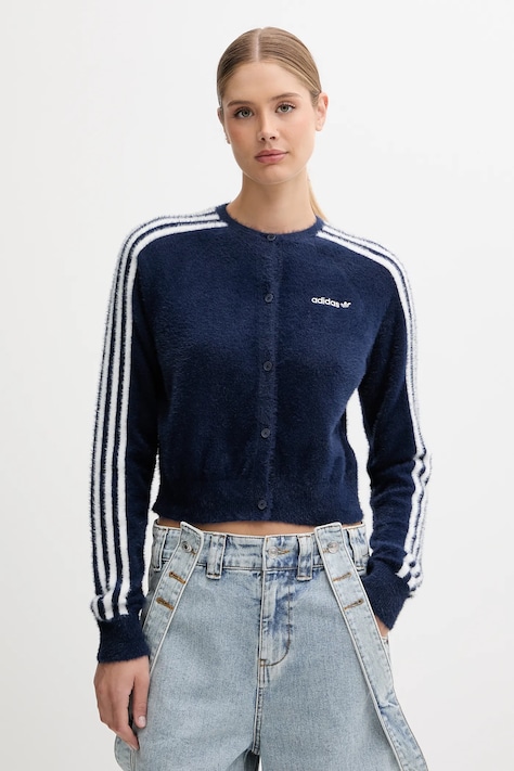adidas Originals cardigan Fluffy Cardigan culoarea bleumarin, JW3644
