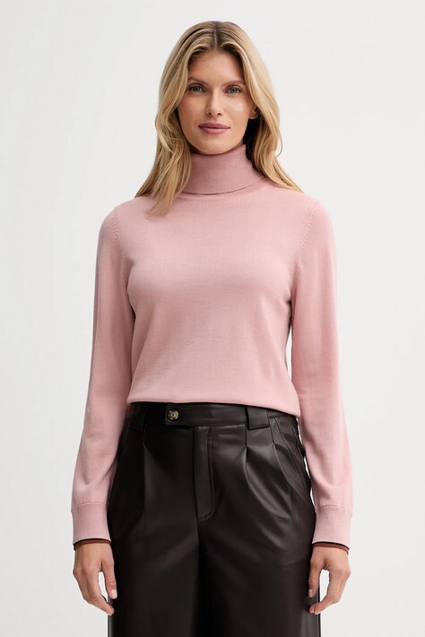 PS Paul Smith sweter wełniany damski kolor różowy lekki z golfem W2R-596N-T31366