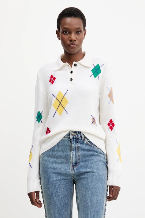 MSGM sweter wełniany damski kolor beżowy lekki 3941MDM194.257781