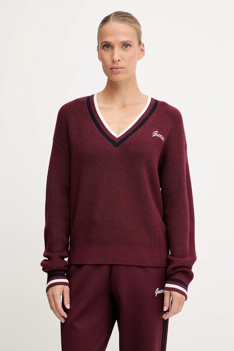 Guess sweter z dodatkiem wełny SABINA damski kolor bordowy lekki V5BR01 Z1152