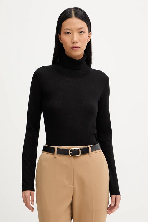MM sweter wełniany ADRIA damski kolor czarny lekki z golfem 2526366018600