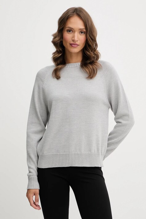 MM sweter wełniany EBANO damski kolor szary lekki 2526366148600