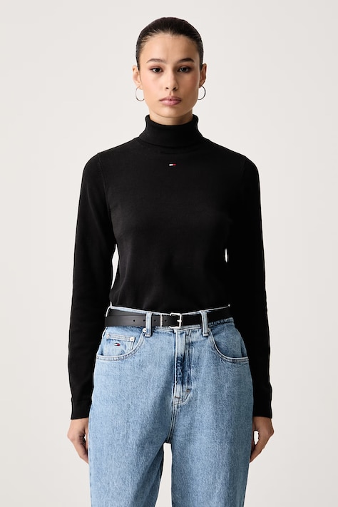 Tommy Jeans Pamučni pulover Tommy Jeans boja: crna, lagane, s dolčevitom, DW0DW21672