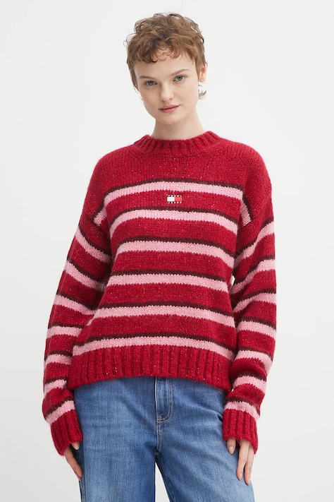 Tommy Jeans maglione con alpaca colore rosso  DW0DW21679