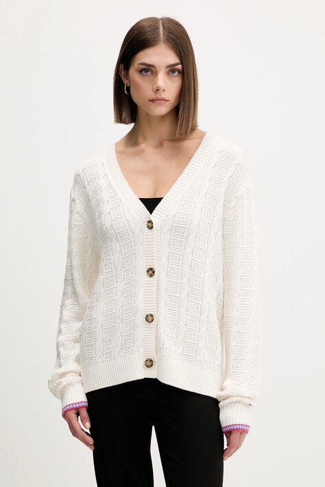 Tommy Jeans kardigan bawełniany damski kolor beżowy lekki DW0DW21681