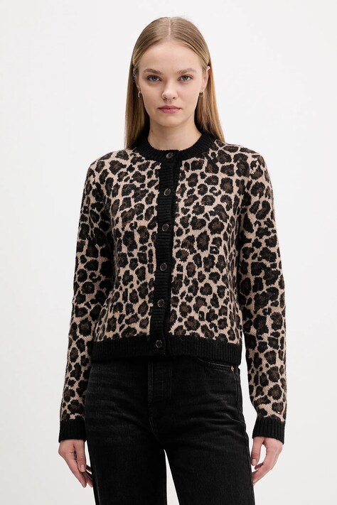 Ζακέτα με προσθήκη μαλλιού Tommy Jeans χρώμα: καφέ, DW0DW21968