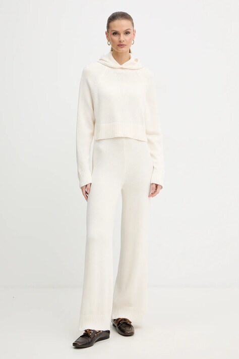 Armani Exchange sweter z dodatkiem wełny damski kolor beżowy lekki z półgolfem XW000767 AF13774