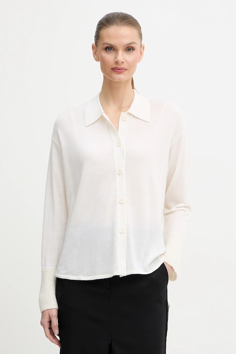 Armani Exchange kardigan wełniany damski kolor beżowy lekki XW000773 AF16602