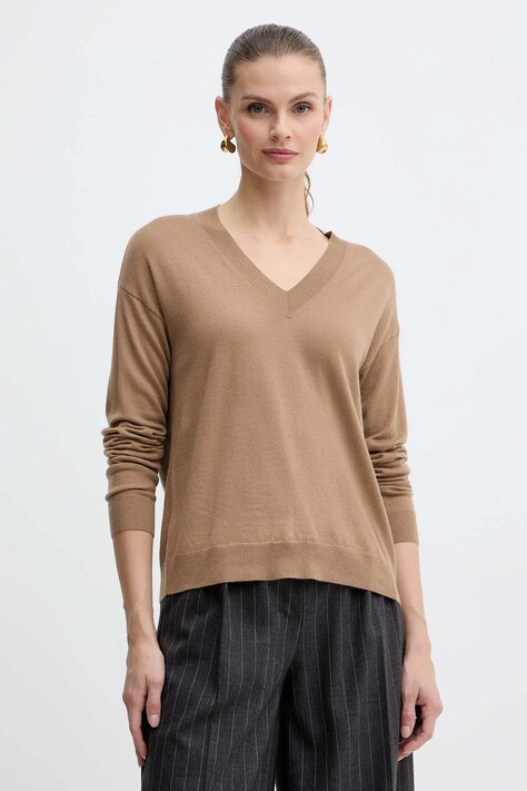 Weekend Max Mara sweter wełniany FIOCCHI damski kolor brązowy lekki 2525366042600