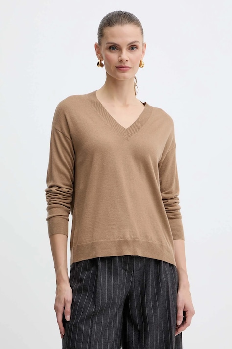 Weekend Max Mara sweter wełniany FIOCCHI damski kolor brązowy lekki 2525366042600