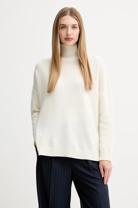 Weekend Max Mara sweter wełniany BORGIA damski kolor beżowy z golfem 2525366112600