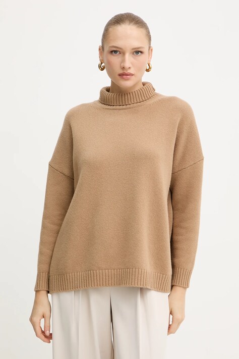 Weekend Max Mara pulover de lână BORGIA culoarea verde, cu guler, 2525366112600