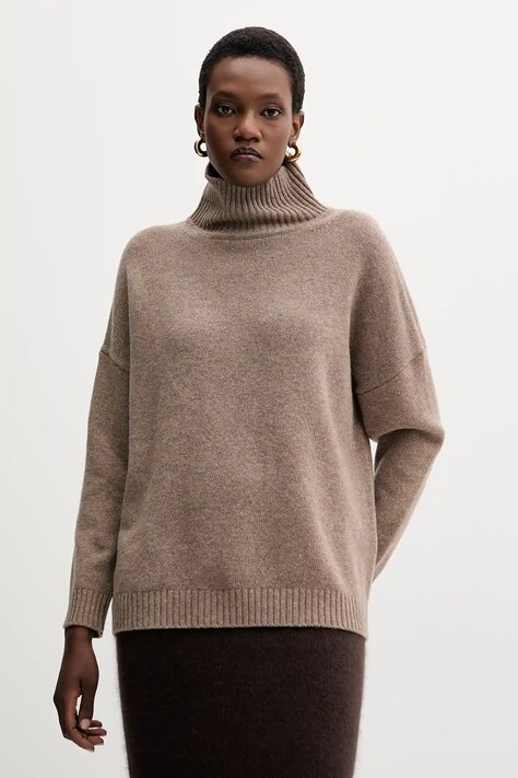 Weekend Max Mara pulover de lână BORGIA culoarea maro, cu guler, 2525366112600